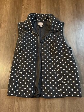 Chico's Black & White Polka Dot Quilted Vest